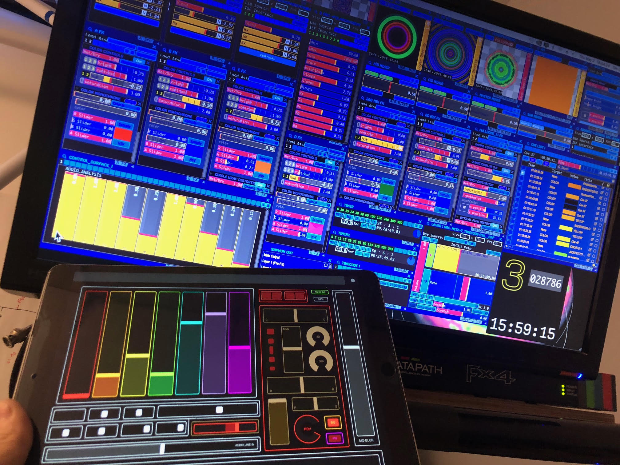 VDMX live mix / dev project, TouchOSC surface