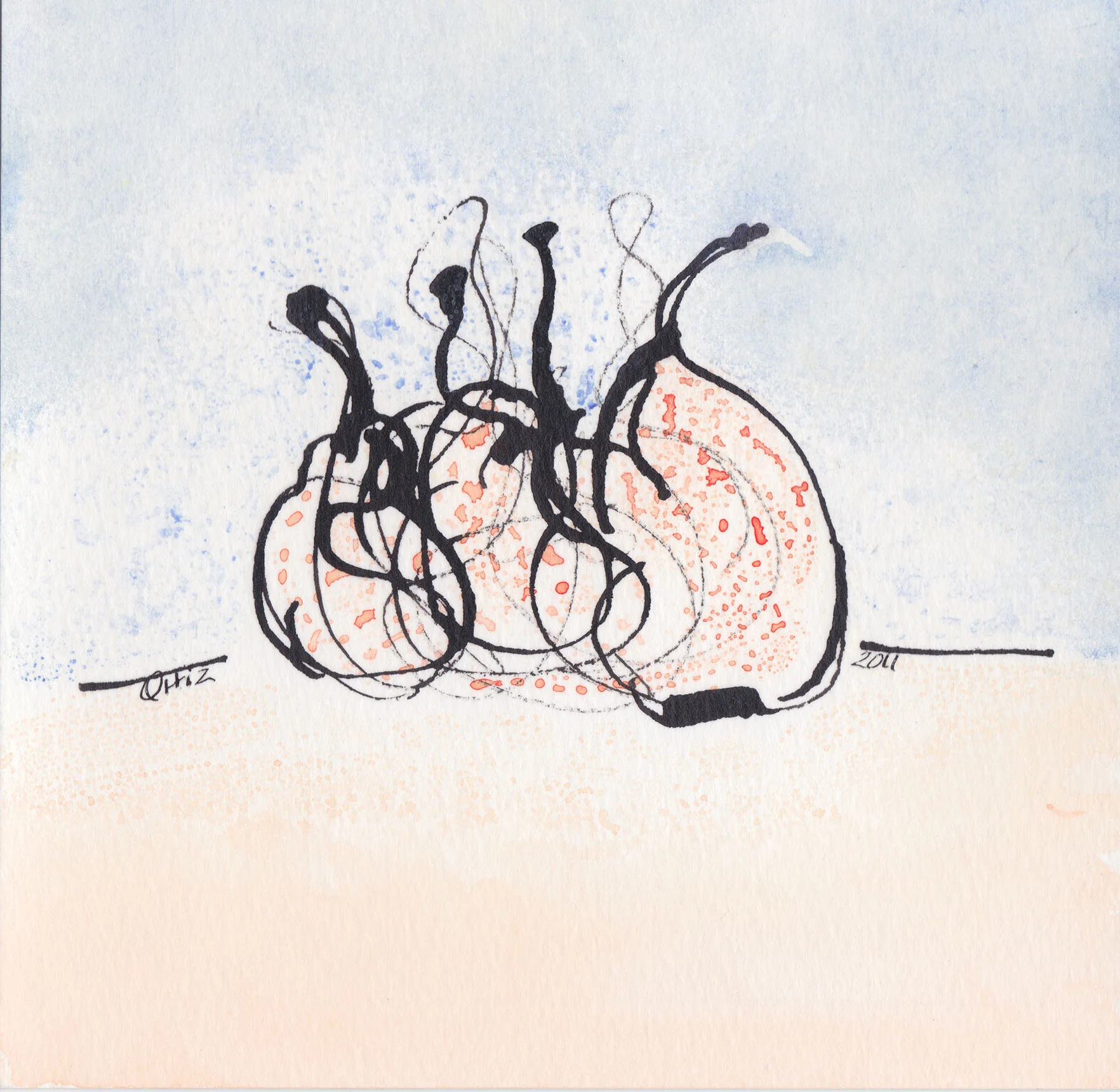 Orange and Blue Pears