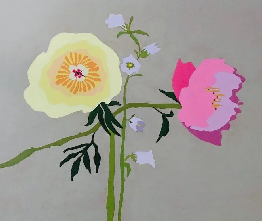 Peonies and Canterbury Bells