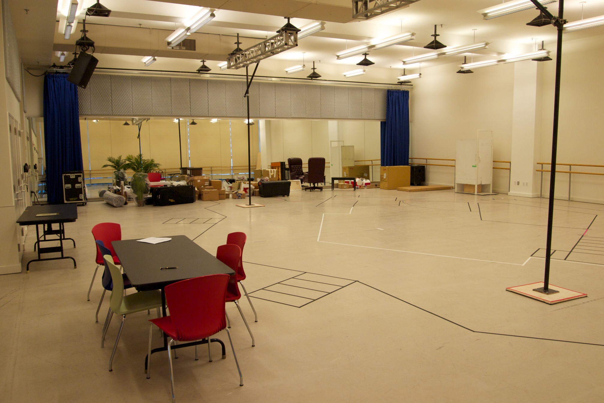 Prepping the rehearsal studio for the "Rock of Ages" tour