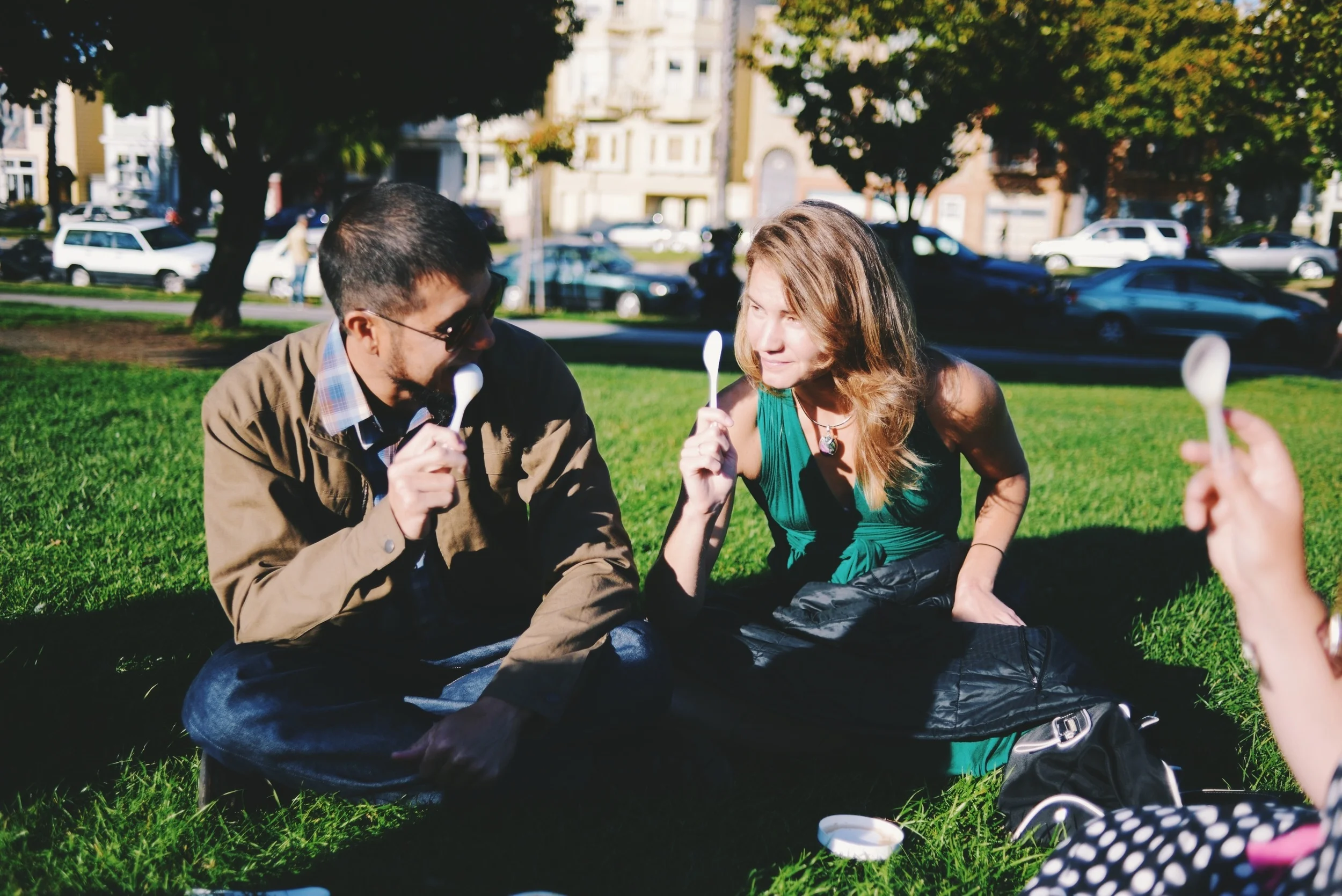 Bryan and Rica enjoying some Bi-Rite ice cream.