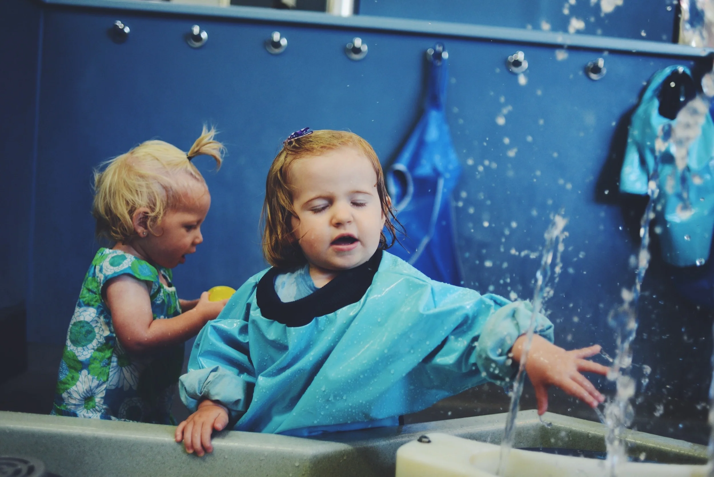 Playing with water.