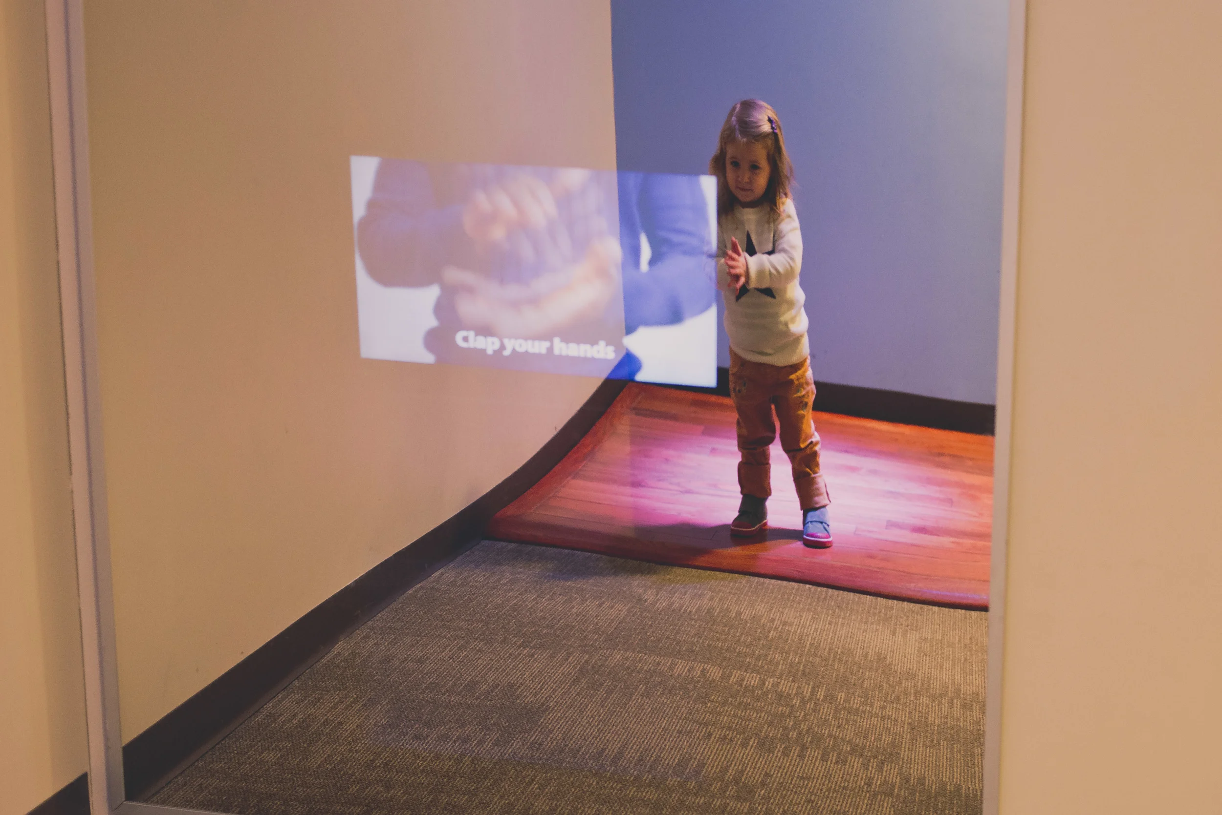 Lila loved this video installation that instructed you to clap, whistle and stomp your feet.
