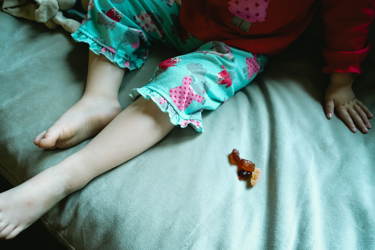 8:20am: Lila's morning vitamins. Right now I have her taking a multi, vitamin C and a probiotic.