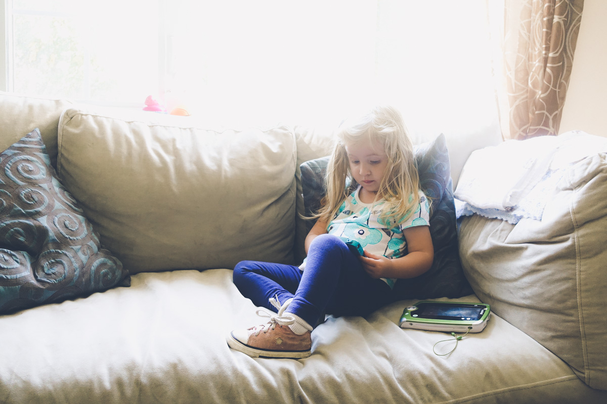 2:05pm: Home. Watching videos of herself on my phone.