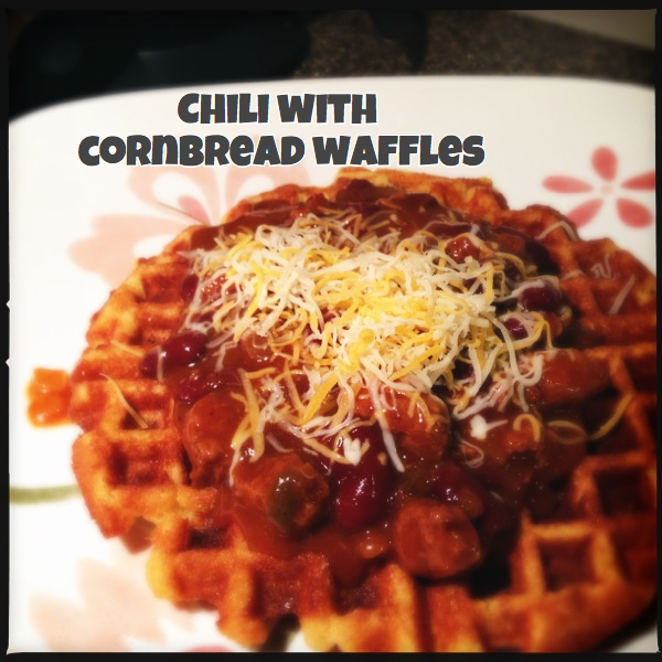 Chili served over Cornbread Waffles...awesome!