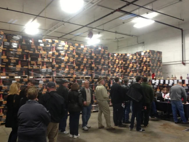 Inside the warehouse at Makers Mark there was a line all day to buy limited edition bottles of Bourbon.
