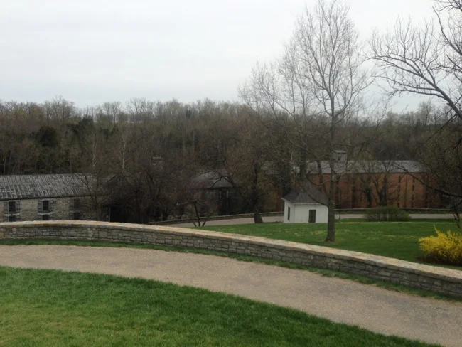 The visitors center at Woodford sits on a rise overlooking the distillery operations, making for a beautiful view of these rickhouses in the distance.