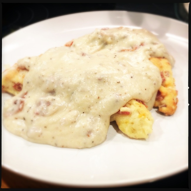 Dinner Tonight Ham And Cheese Scones With Bacon Gravy