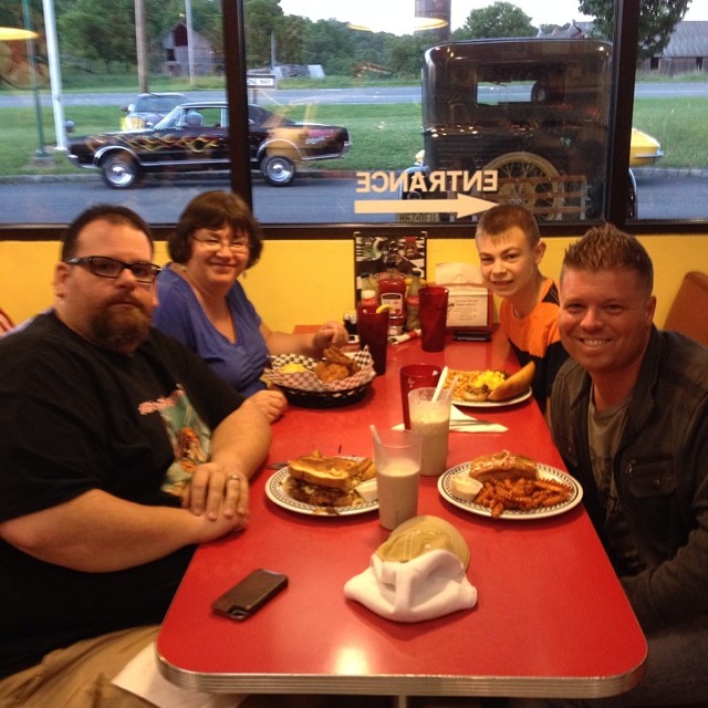 From left to right: The Fat Boy, My cousin Carol, her son Christopher, and my buddy Coop