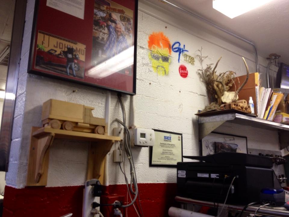 Guy Fierri of Food Network fame tagged the wall following his visit