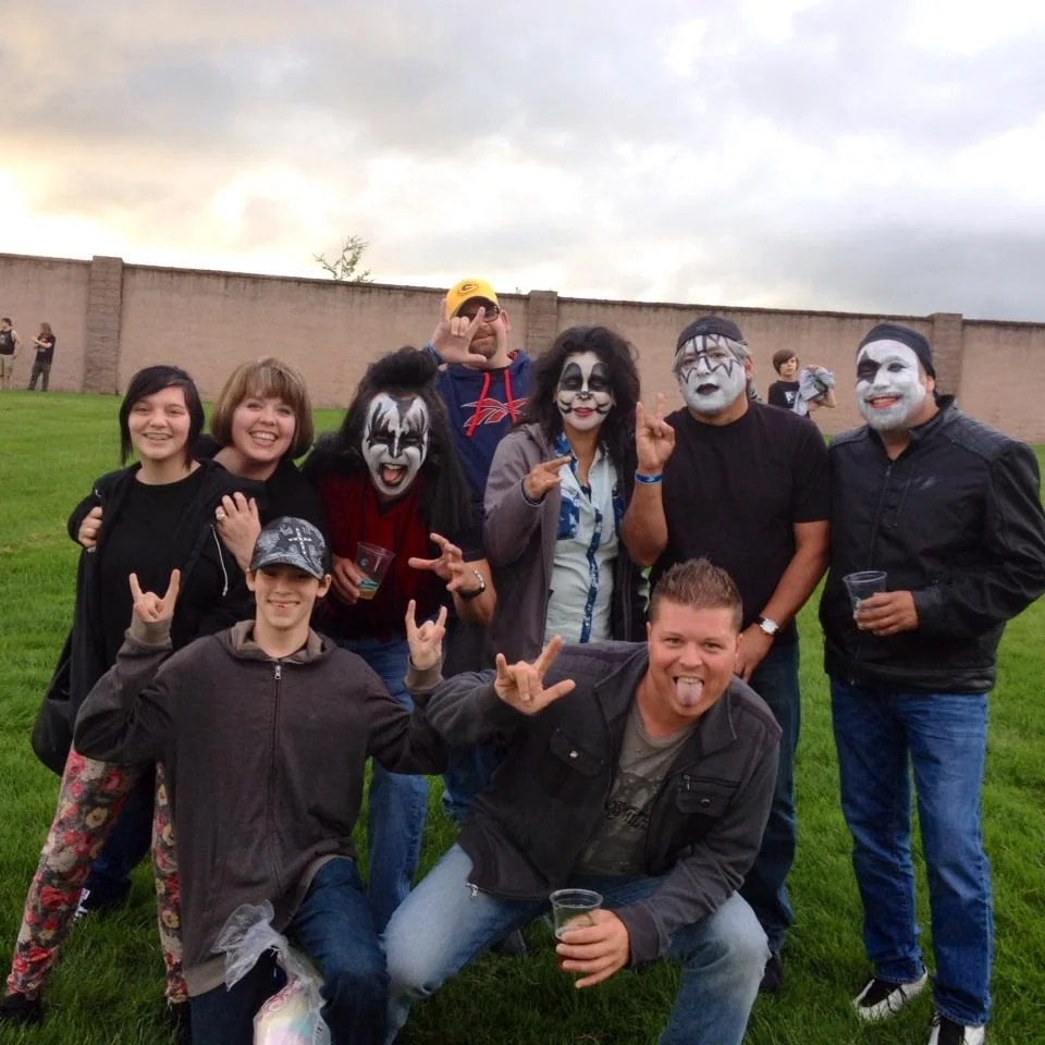 The family and Coop with some fellow fans looking forward to seeing KISS perform.