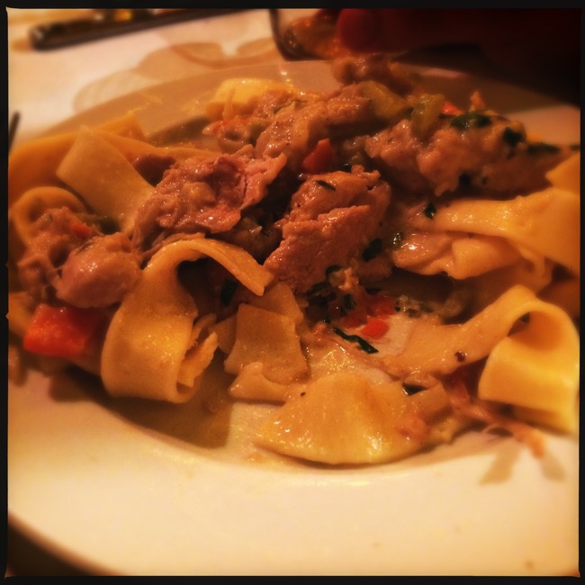 Our fourth food course was Chicken Pappardelle, braised chicken thighs in a tarragon cream sauce