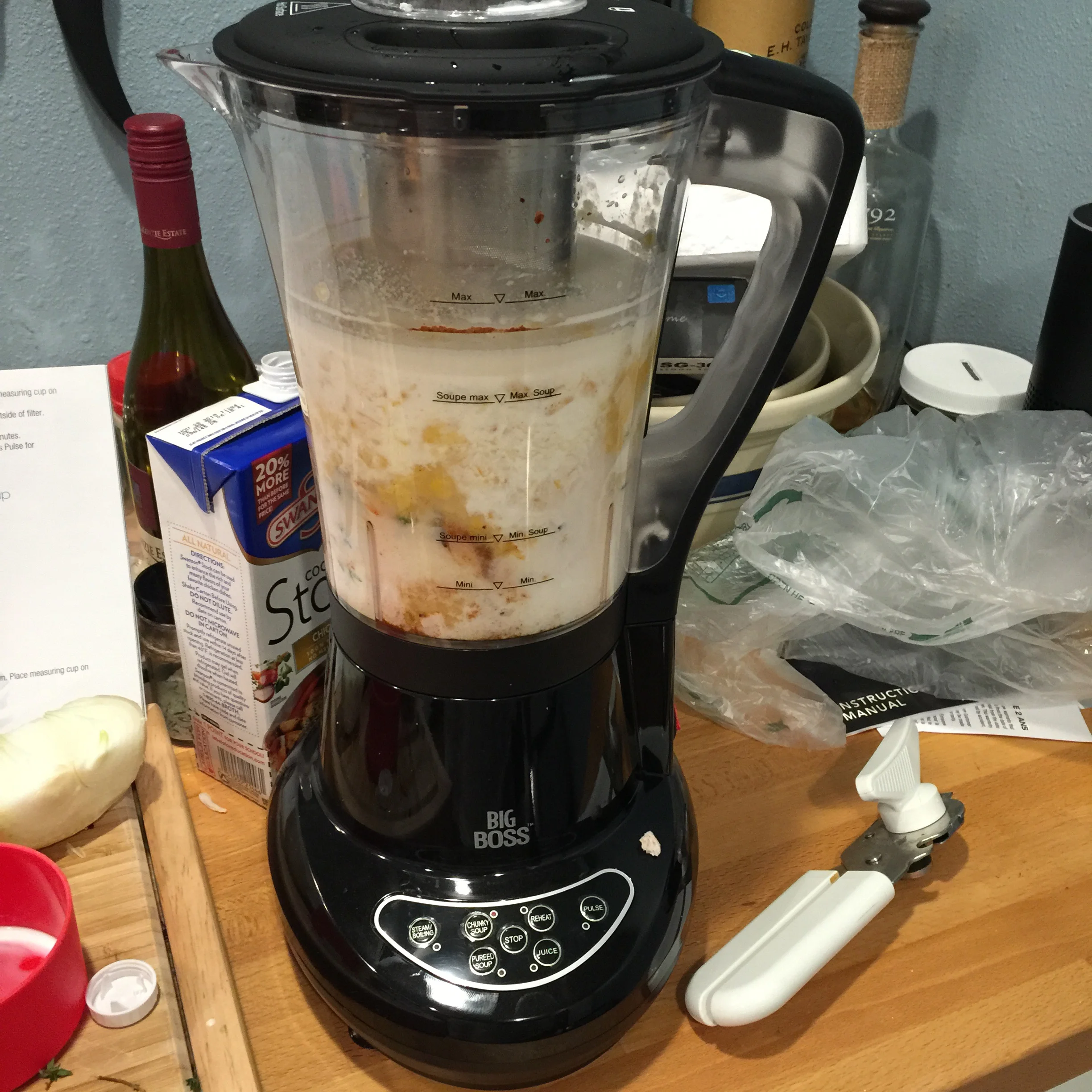 Soup the easy way: add ingredients and press a button. The Blender & Soup Maker heats, cooks, and blends automatically.