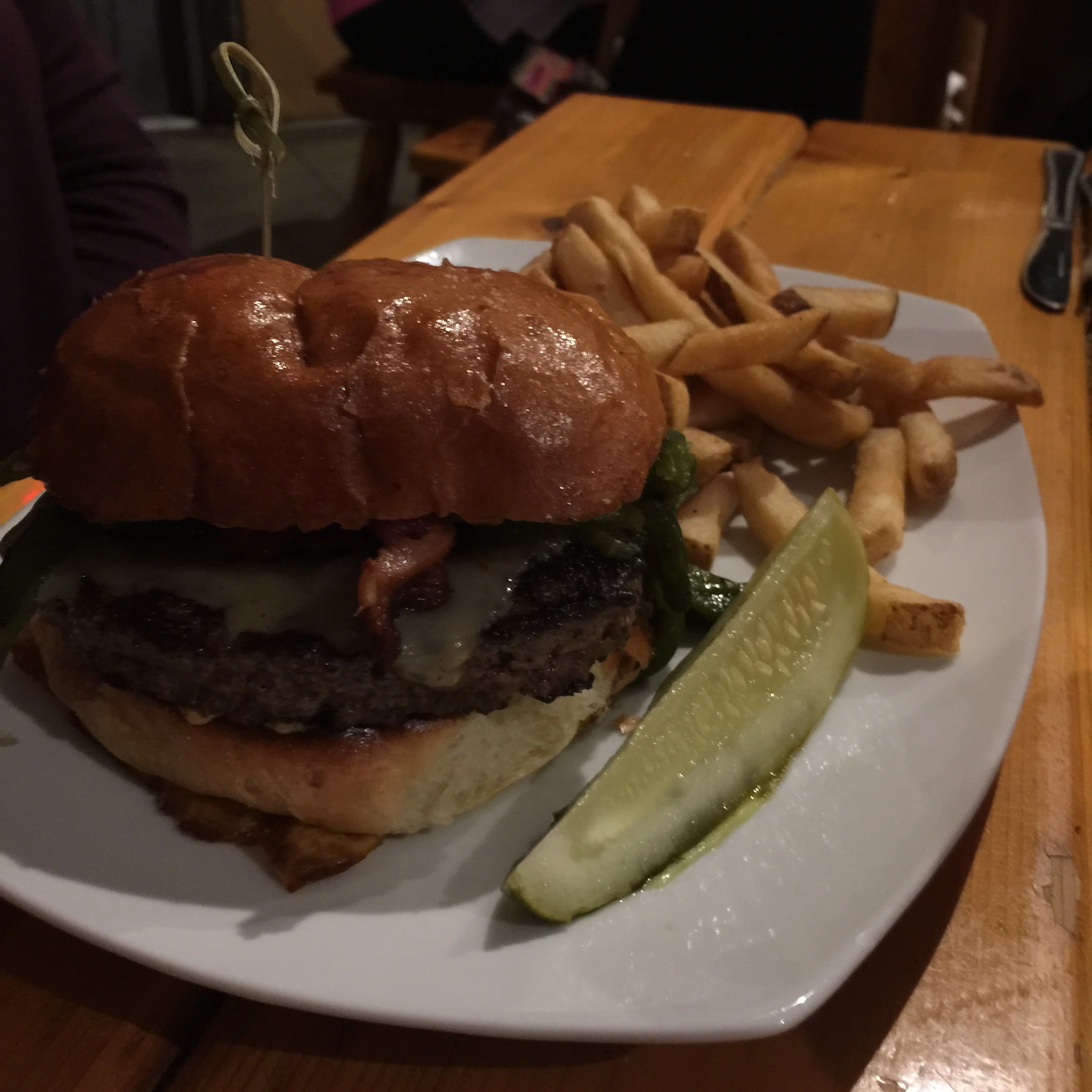 Carrie's Green Chile Burger was huge, and she said full of flavor.
