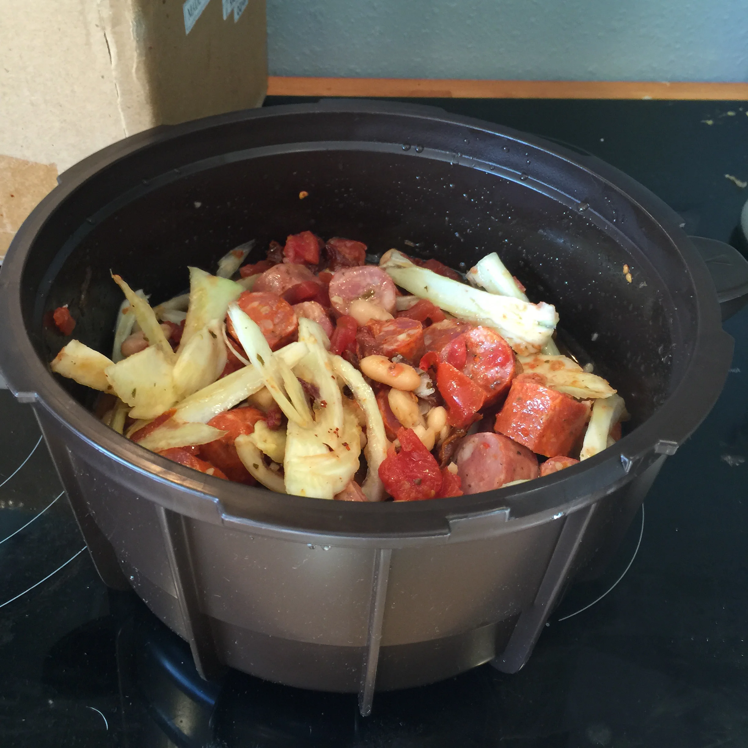 Ingredients cut and mixed according to the recipe