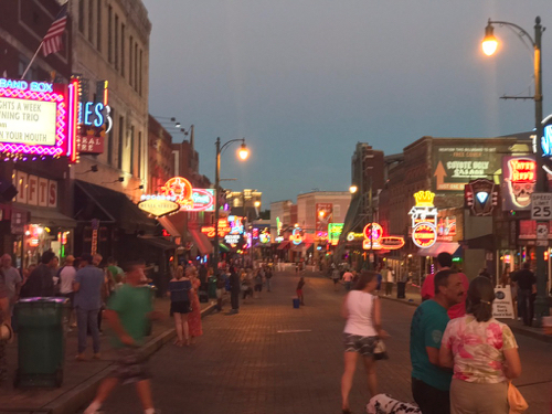 Even on a Monday evening Beale Street was busy.