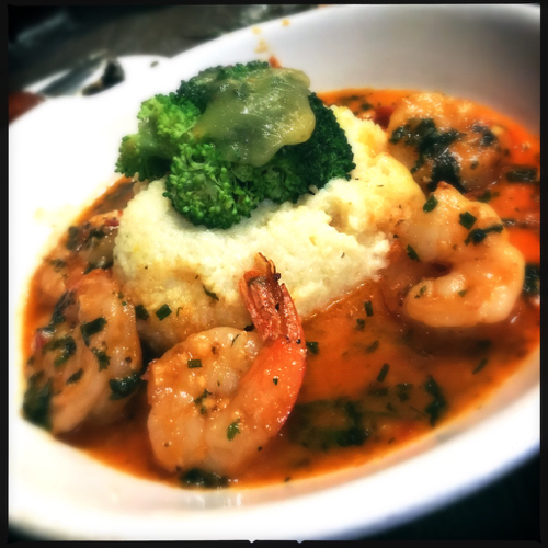 The shrimp and grits at Karl Strauss were pretty close to perfection