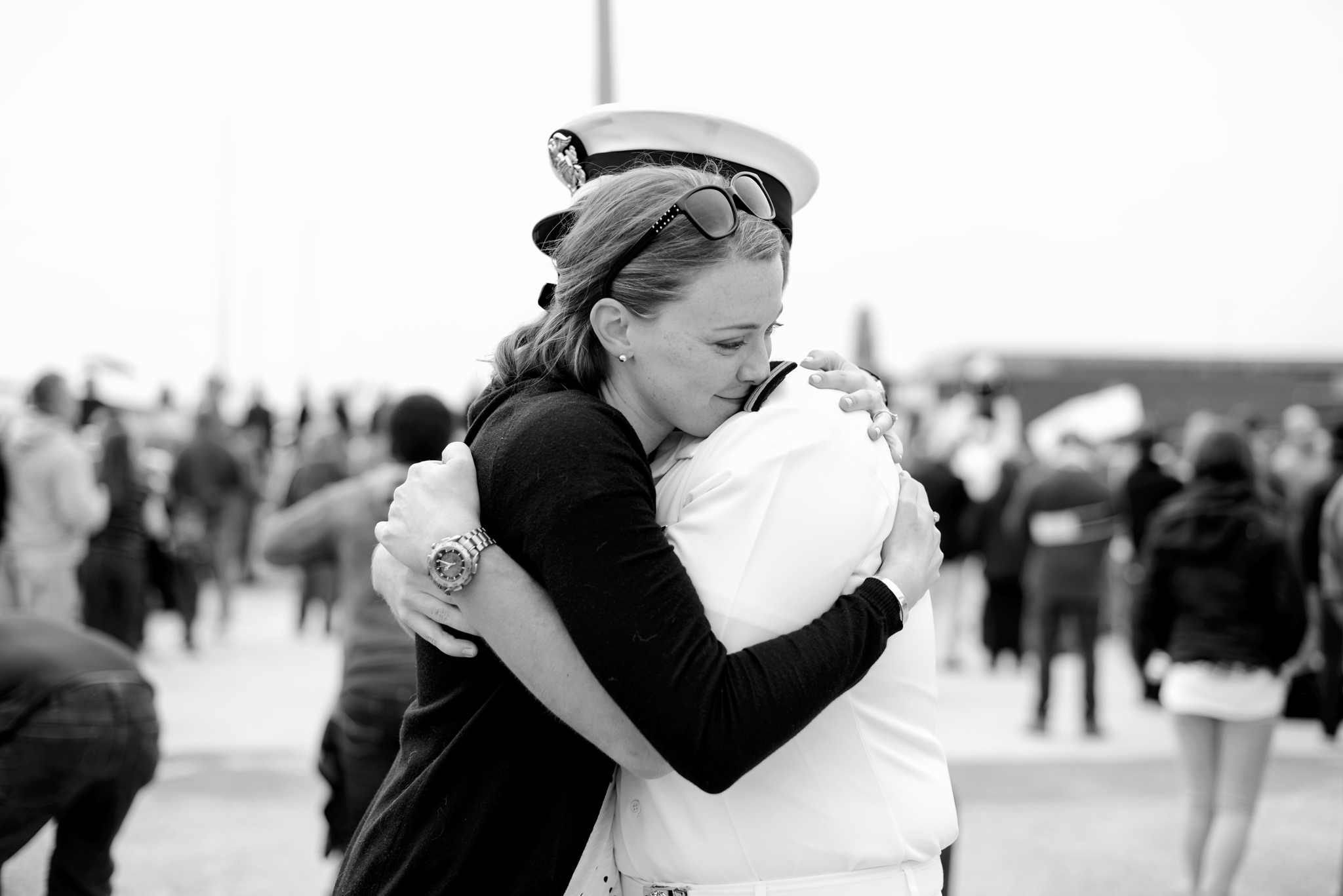 A husband and wife are reunited after a 9 month deployment | USS Truman naval military homecoming | Maria Grace Photography