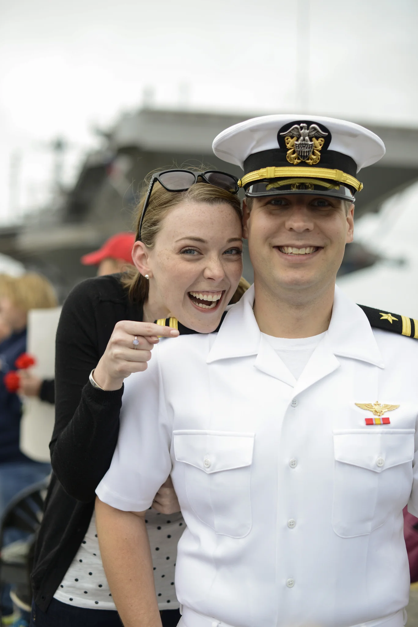 A husband and wife reunite after a 9 month deployment | USS Truman naval military homecoming | Maria Grace Photography
