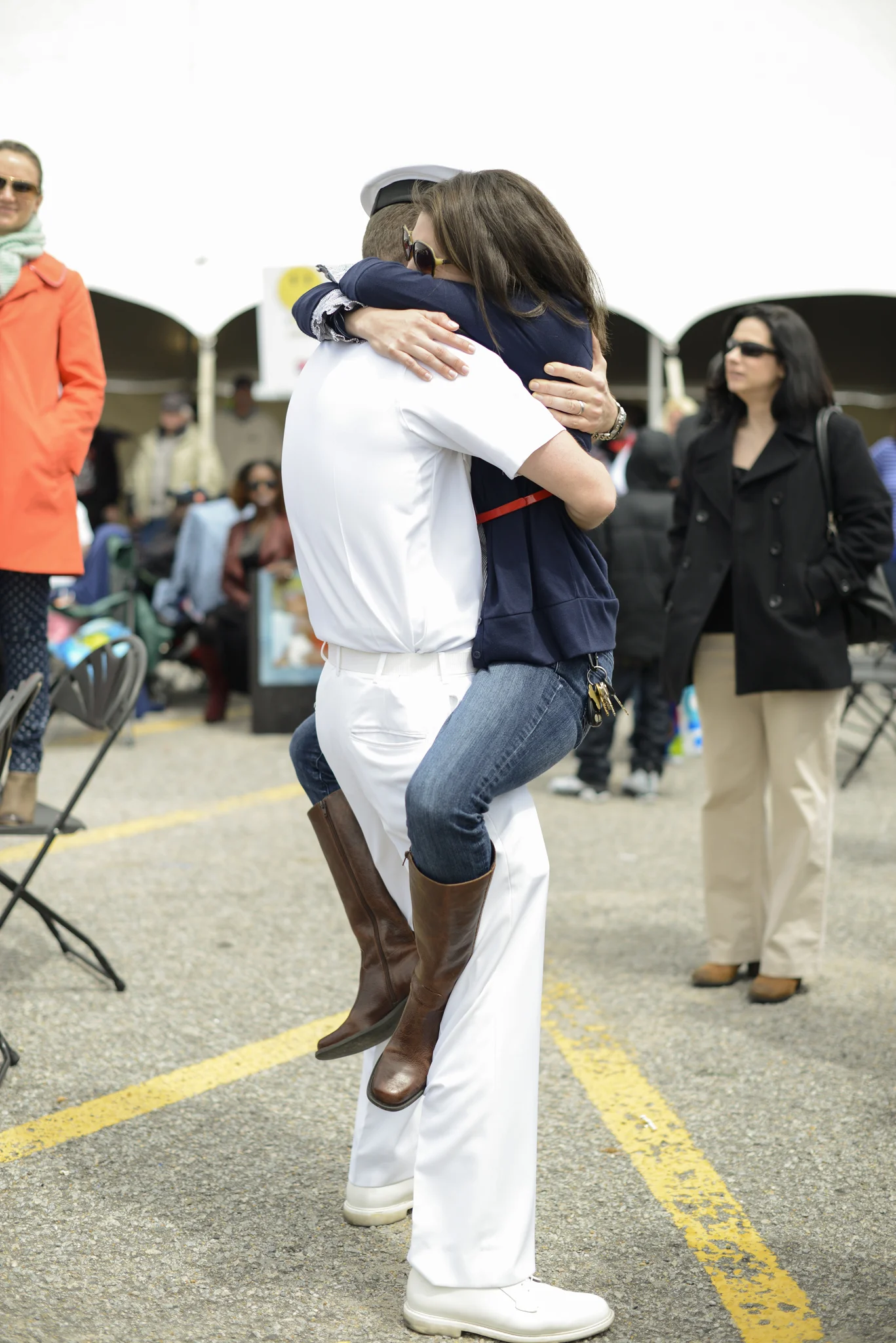 A wife is reunited with her husband after a 9 month deployment | USS Truman Navy Military Homecoming | Maria Grace Photography