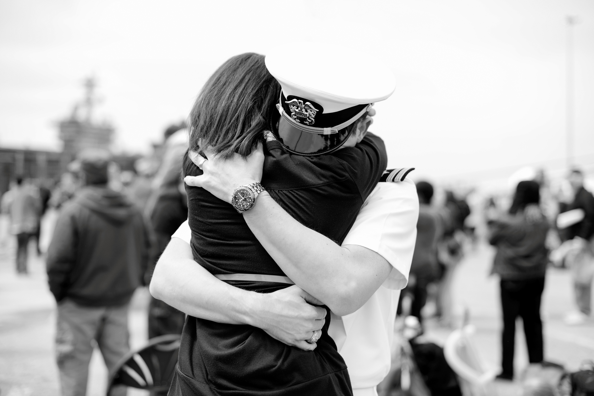 A wife is reunited with her husband after a 9 month deployment | USS Truman Navy Military Homecoming | Maria Grace Photography