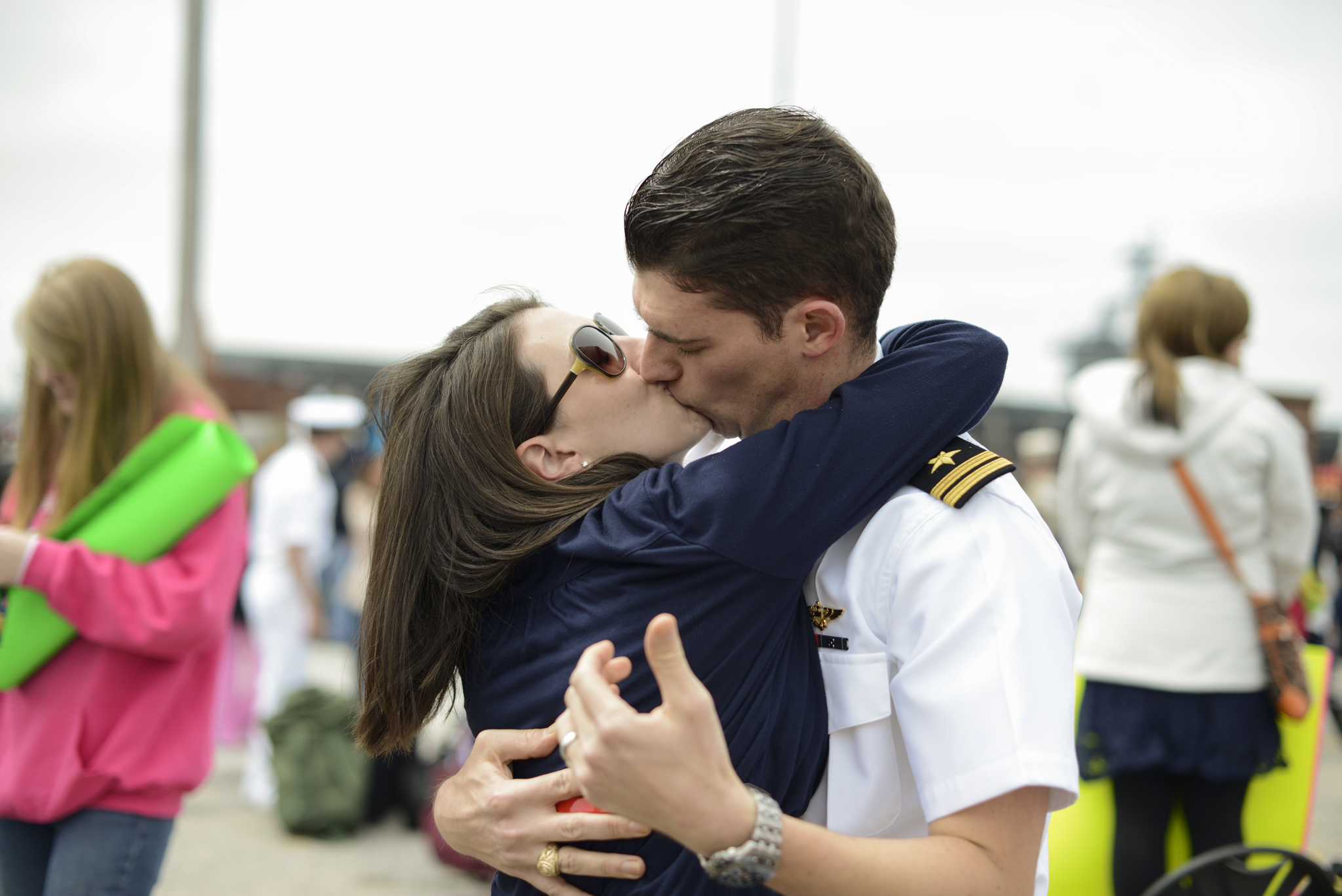 A wife is reunited with her husband after a 9 month deployment | USS Truman Navy Military Homecoming | Maria Grace Photography