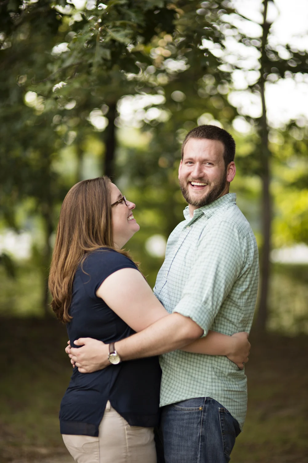 Joyful engagement pictures at Lions Bridge Park in Newport News, Virginia