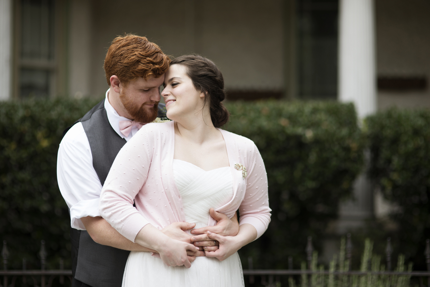 Bride and groom embrace after they elope