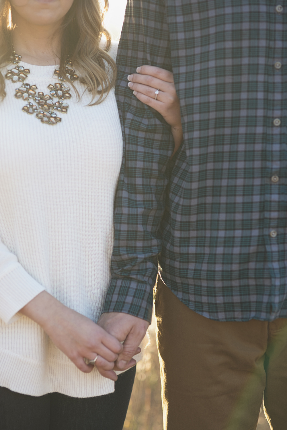 Destination Northern Virginia Engagement Session | Casual J Crew engagement pictures in field with golden light