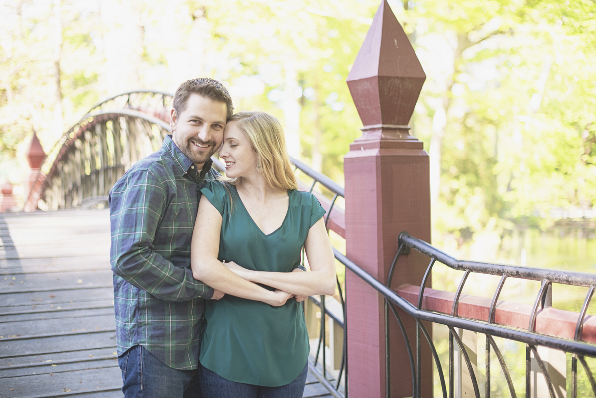 Forest green and jewel tone engagement session | William and Mary Crim Dell Bridge engagement pictures