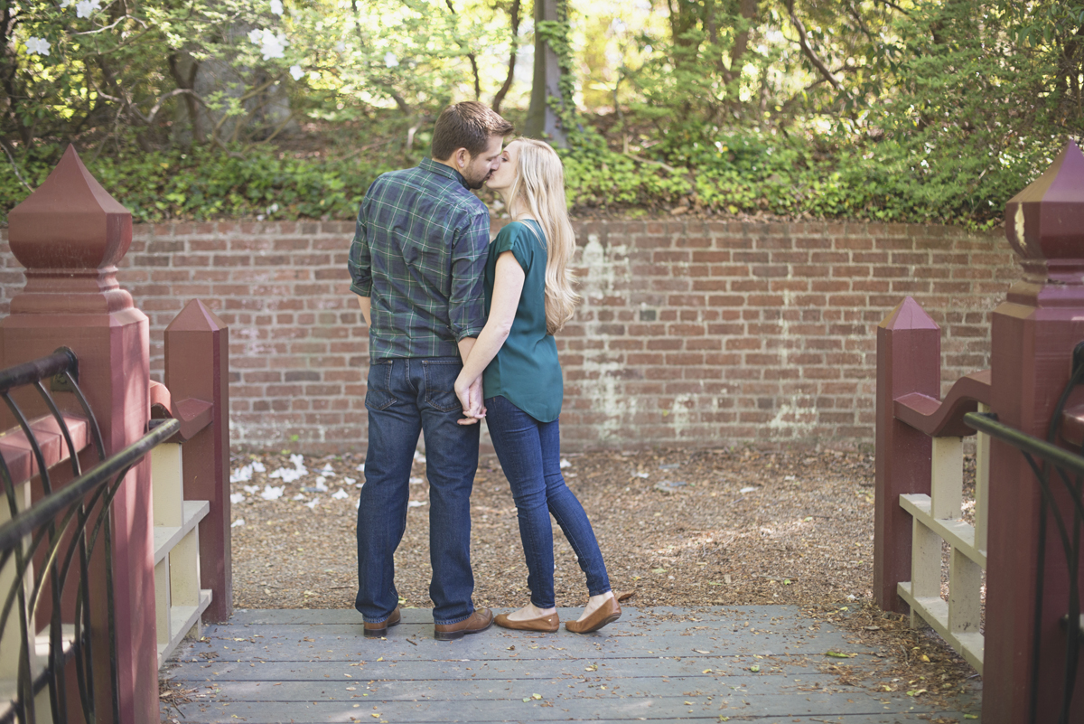 Forest green and jewel tone engagement session | William and Mary Crim Dell Bridge engagement pictures