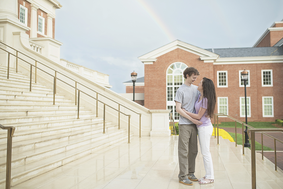 Christopher Newport Engagement Session | Rainy Spring Pastel Engagement Session