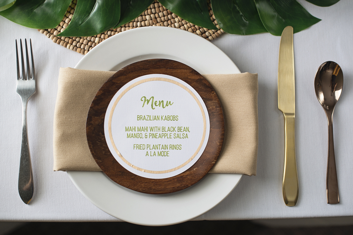 2016 Rio Olympics Styled Shoot | Brazilian menu placecard