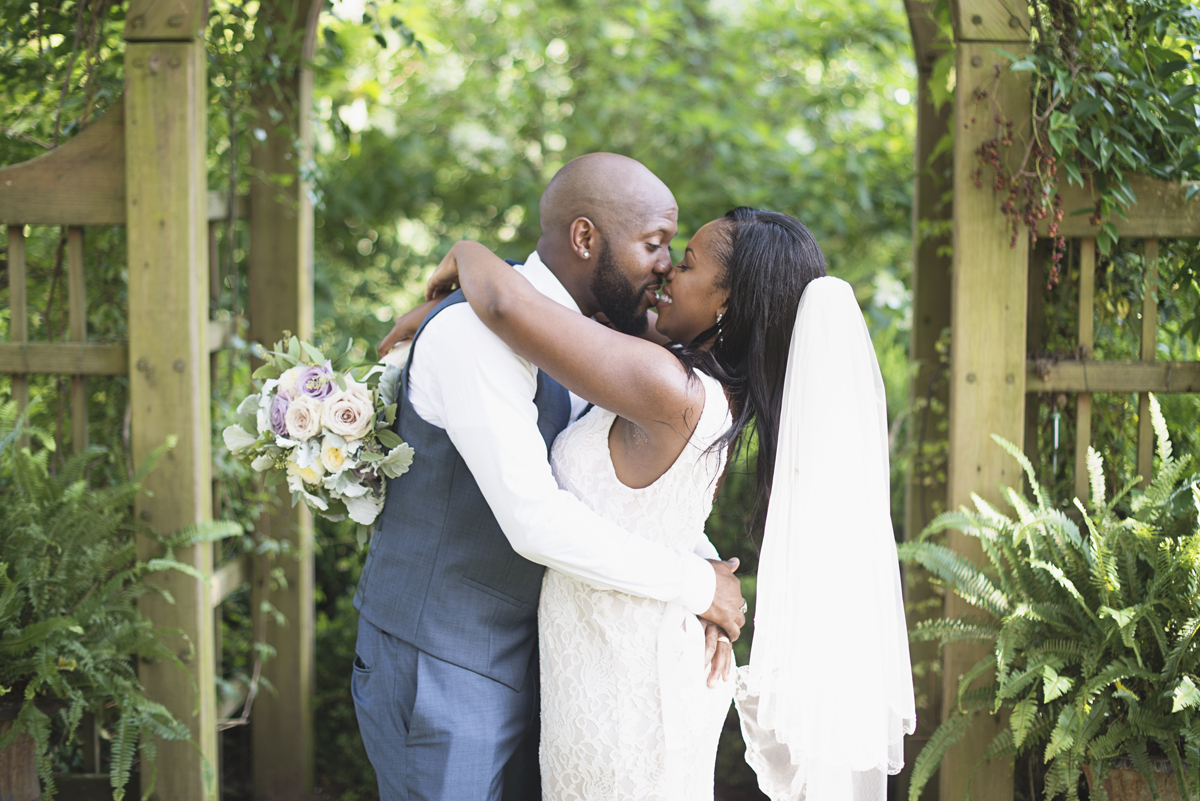 Elegant Lavender Plantation Elopement | Wedding ceremony first kiss
