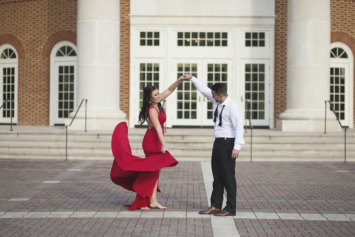 High Fashion Red Dress Engagement Session