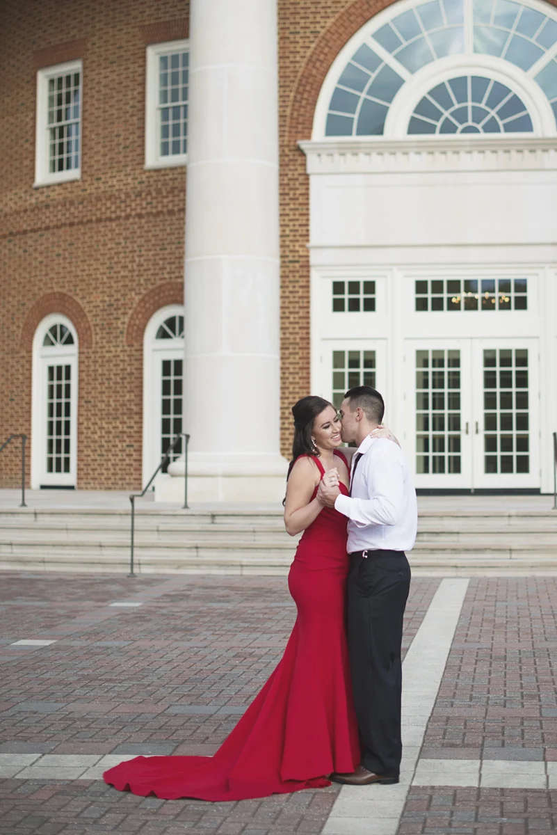 High Fashion Red Dress and Bowtie Engagement Session