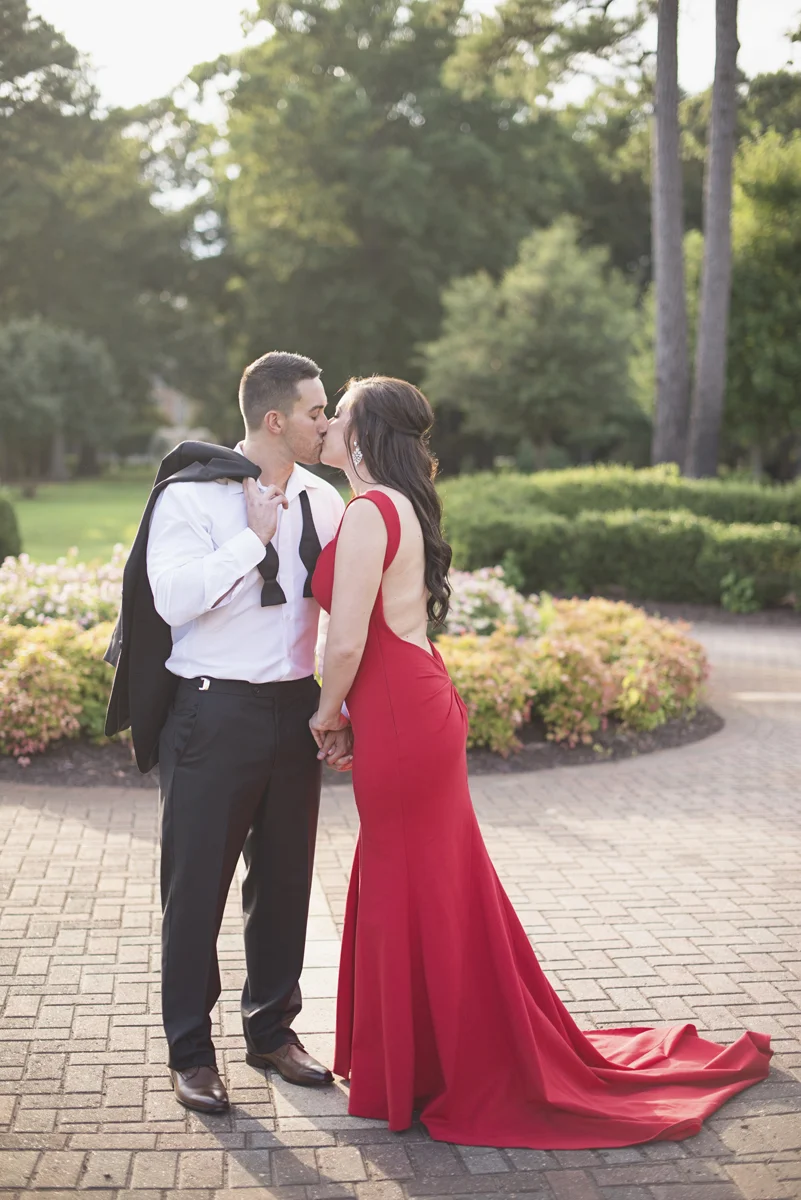 High Fashion Red Dress and Bowtie Engagement Session