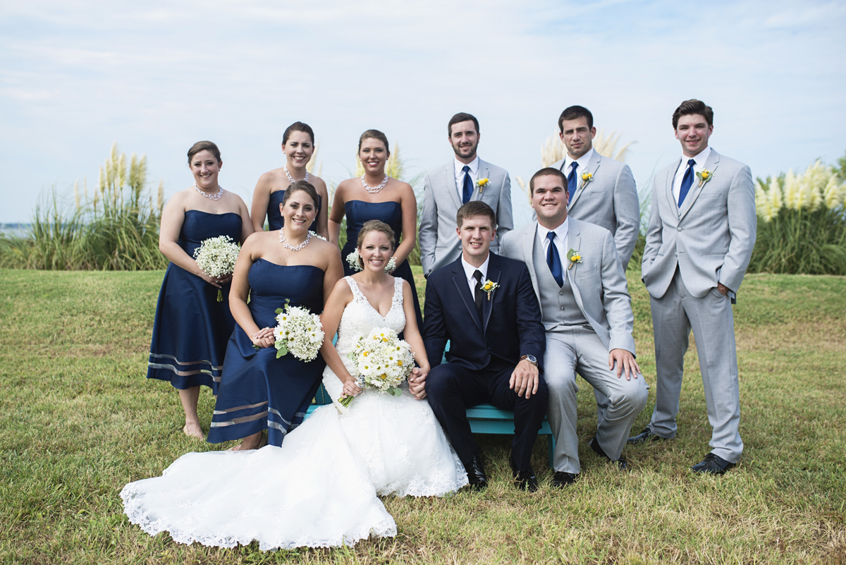 Nautical Navy Virginia Wedding | Navy Blue Wedding Colors | Navy Blue and Gray Bridal Party with Adirondack Chairs
