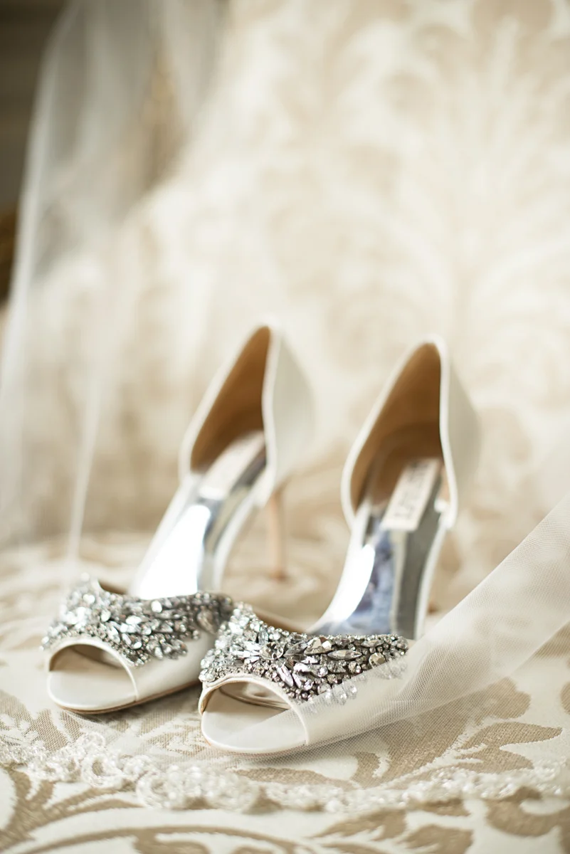 Albemarle Estate at Trump Winery Wedding | White and Silver Badgley Mischka Wedding Shoes