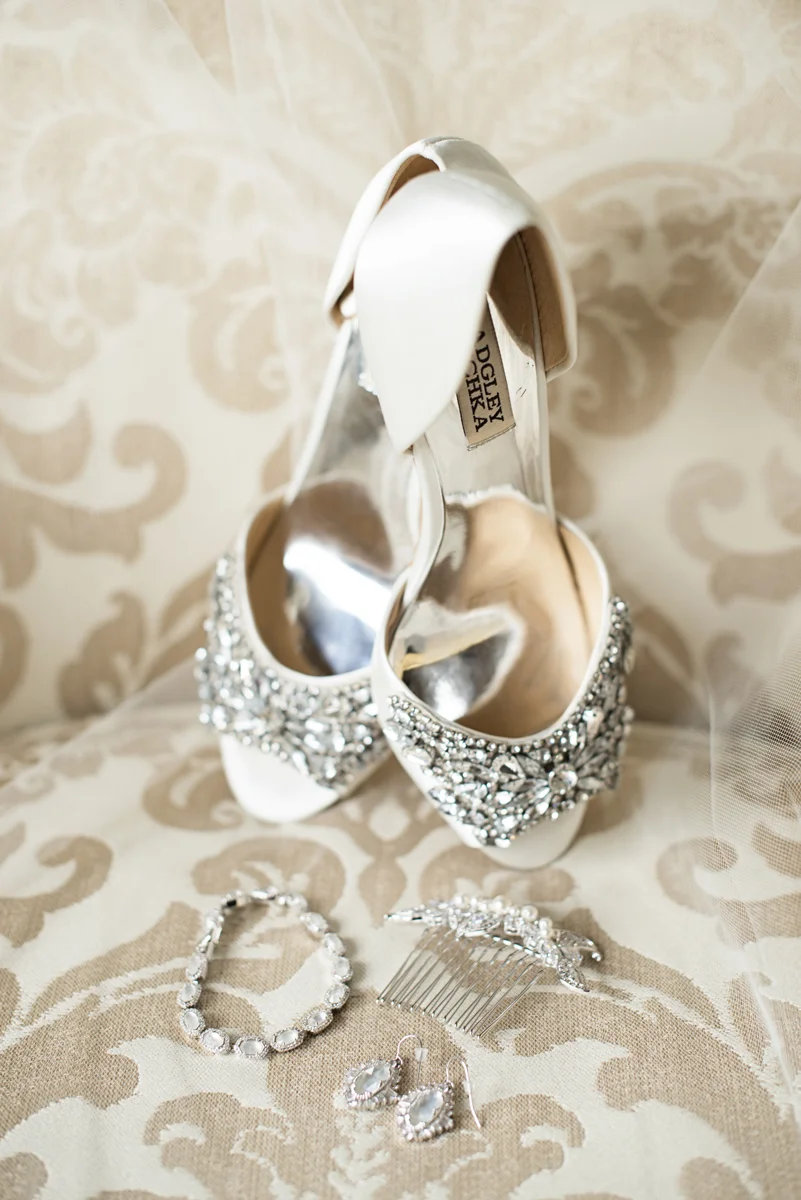 Albemarle Estate at Trump Winery Wedding | White and Silver Badgley Mischka Wedding Details