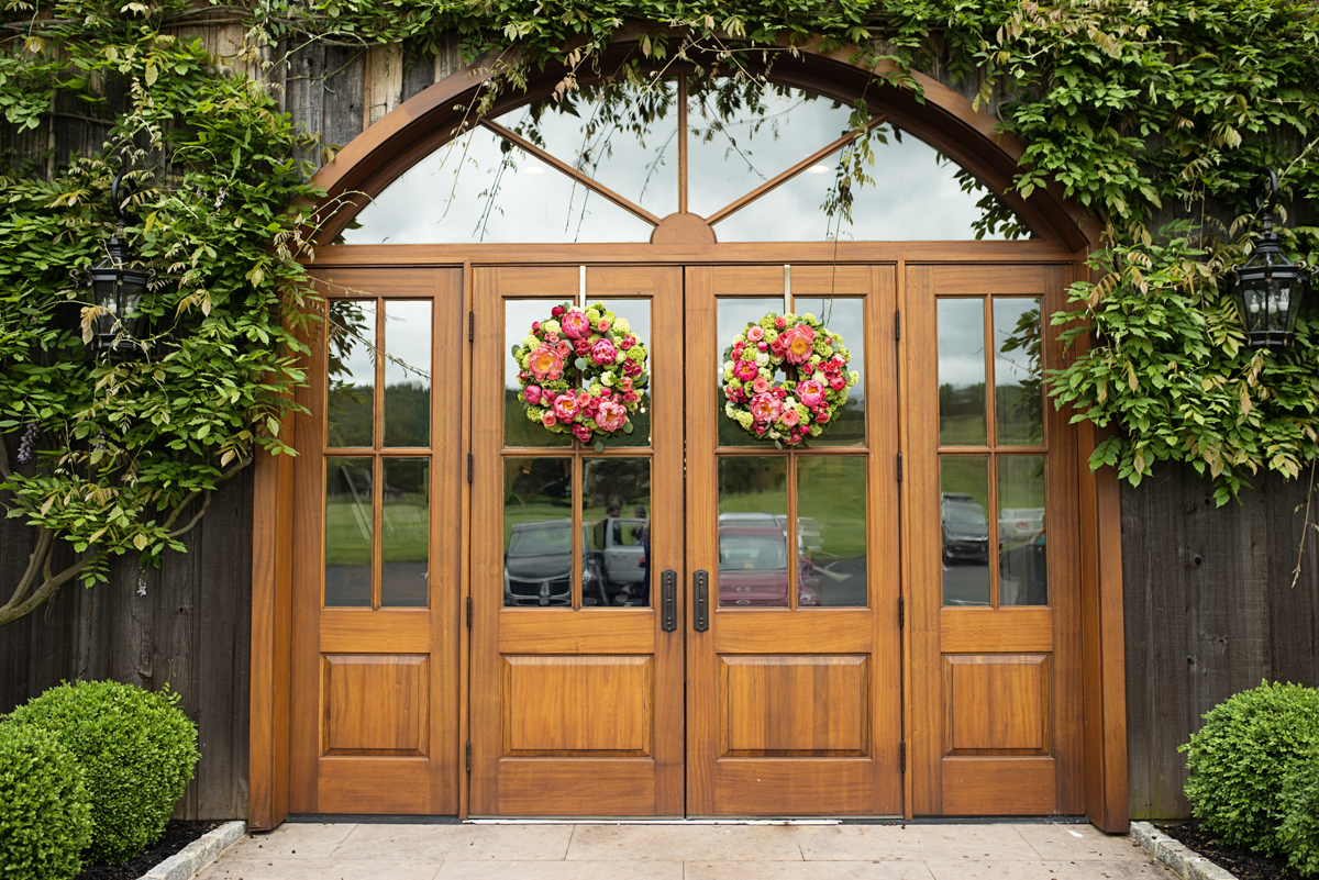 Albemarle Estate at Trump Winery Wedding | Flower Wreath Barn Doors