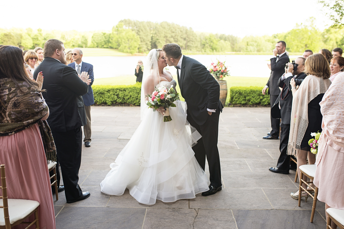 Albemarle Estate at Trump Winery Wedding | Bride and Groom Wedding Ceremony Kiss