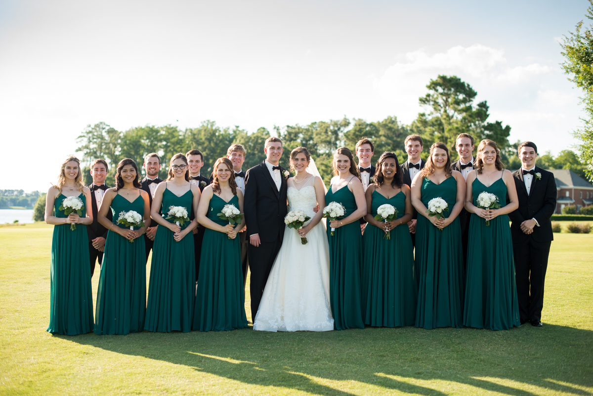 Emerald Green Classic Country Club Wedding | Bridal Party Portraits