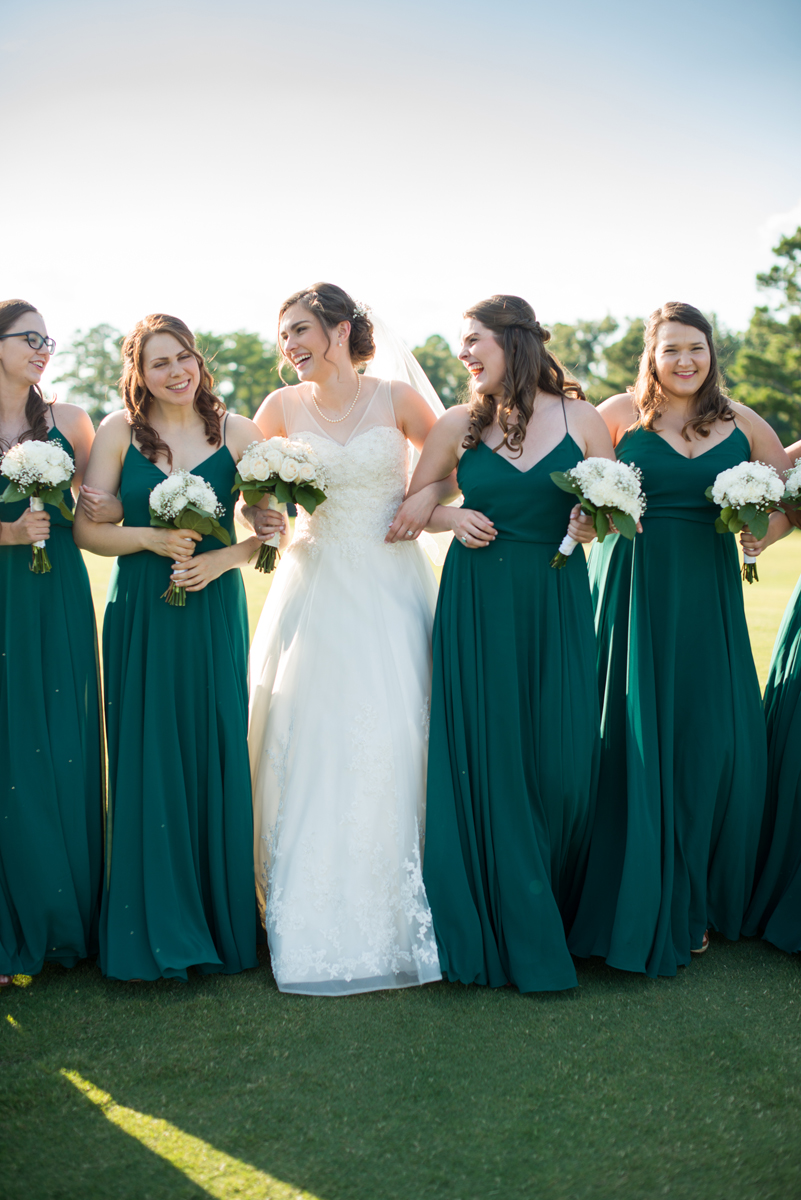 Emerald Green Classic Country Club Wedding | Bridal Party Portraits