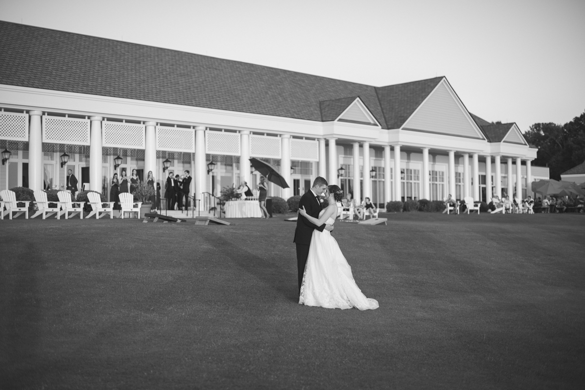Emerald Green Classic Country Club Wedding | Bride and Groom Sunset Portraits