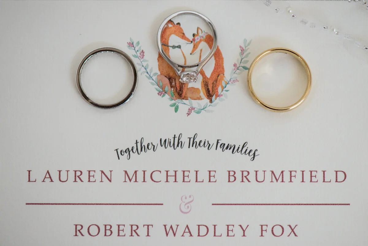 Burgundy and Blush Winter Wedding | Fox Invitation Ring Shot