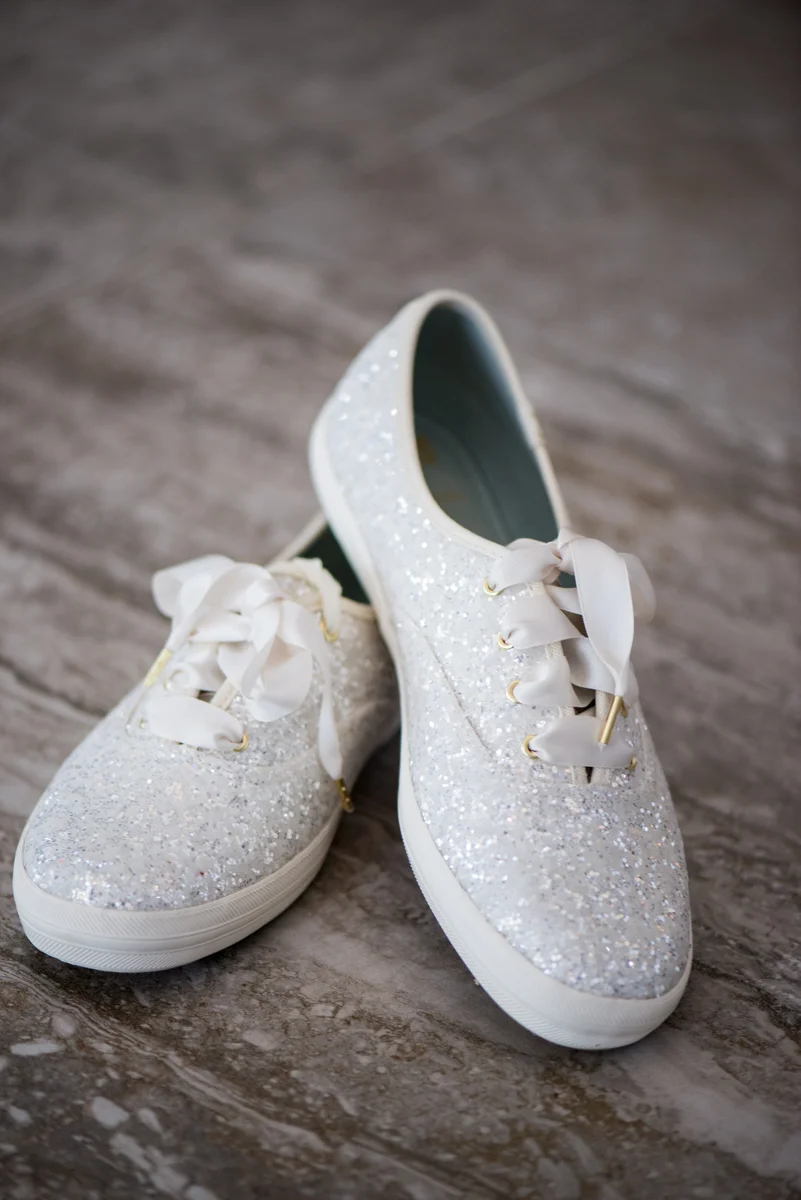 Burgundy and Blush Winter Wedding | Sparkly Kate Spade Wedding Sneakers