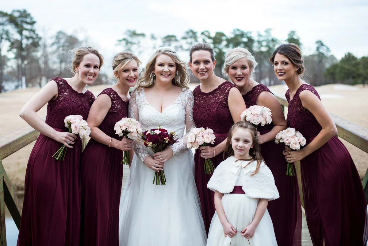 Burgundy and Blush Winter Wedding | Burgundy Bridesmaid Dresses