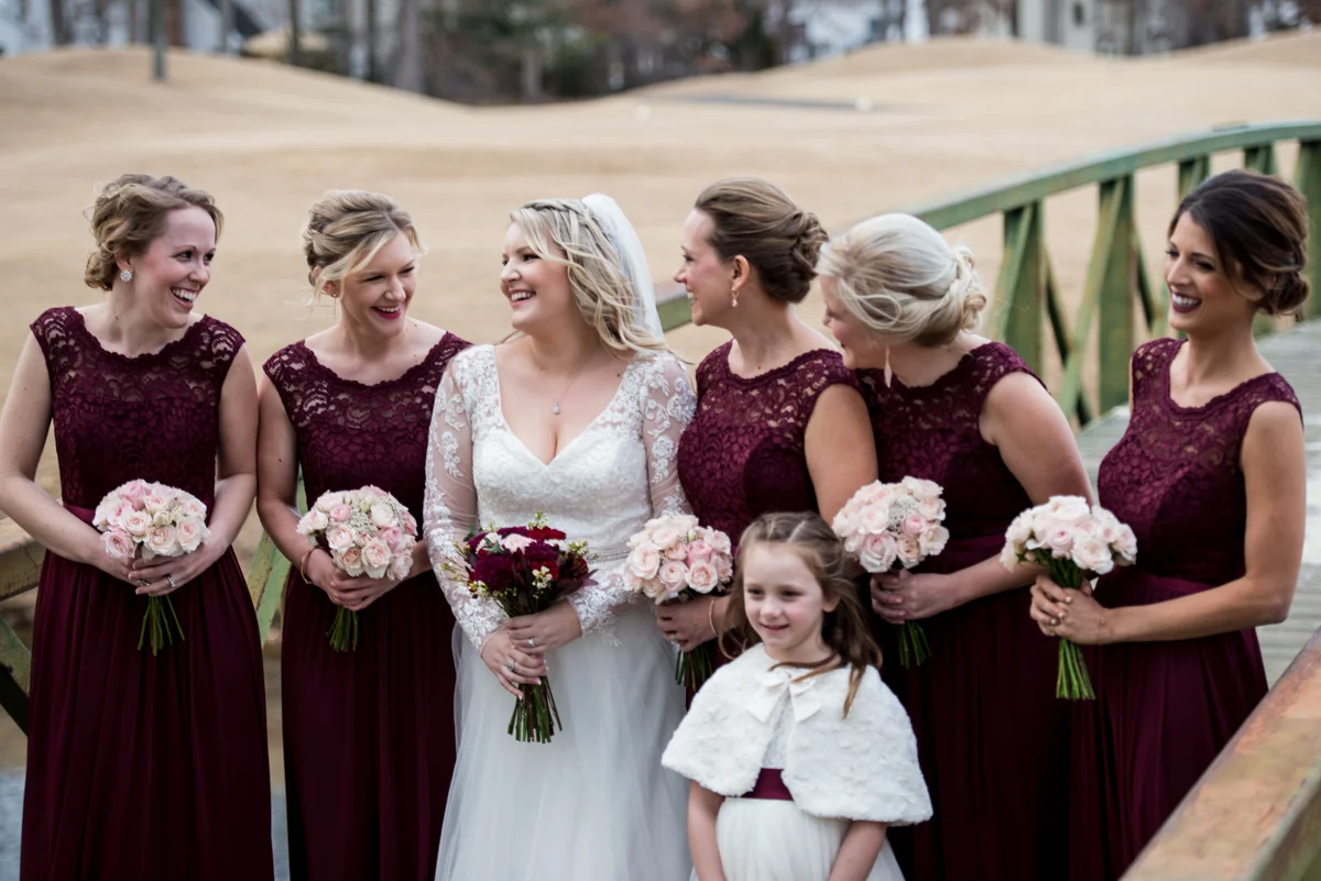 Burgundy and Blush Winter Wedding | Burgundy Bridesmaid Dresses